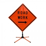 Roll Up Sign & Stand - 48 Inch Reflective Right Side Road Work Roll Up Traffic Sign